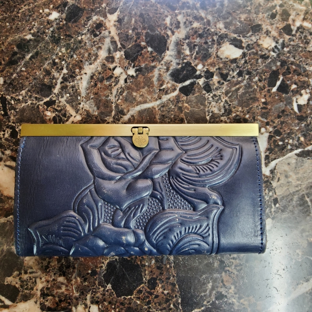 Blue and brown, leather, Patricia Nash wallet.